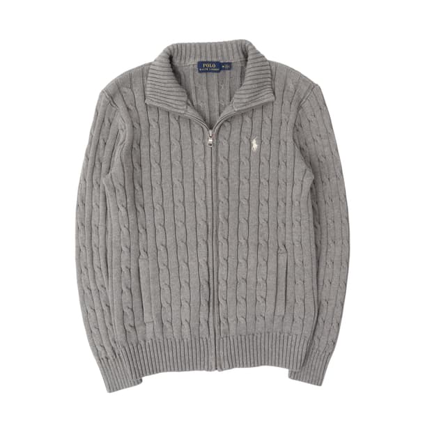 폴로 랄프로렌 그레이 케이블 니트 집업 가디건