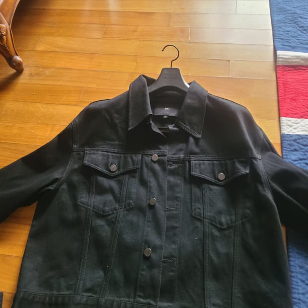 플랙 코튼 블랙 자켓 l