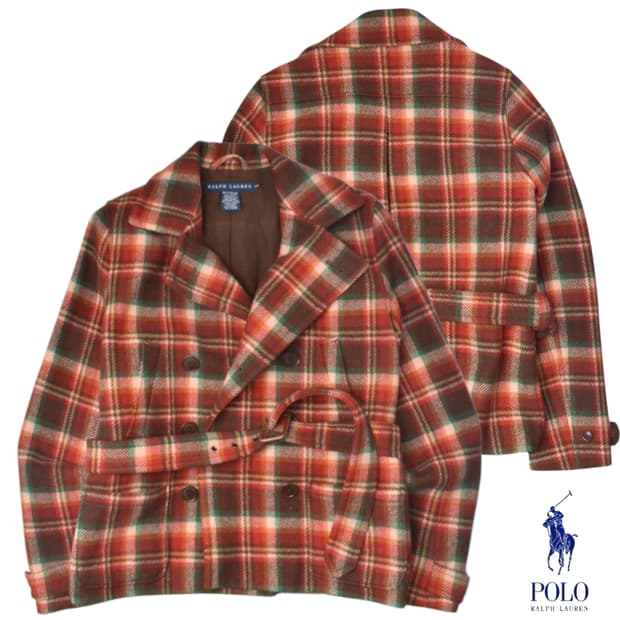 폴로랄프로렌 체크 더블 울 모직 코트 M