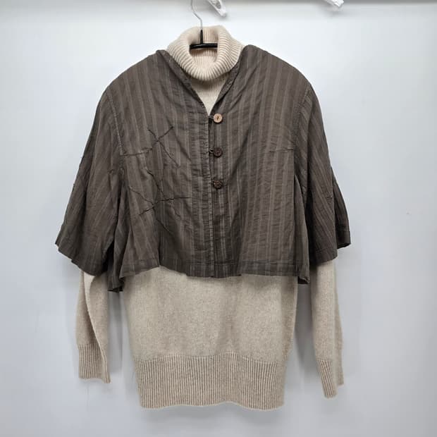 니트 & 스트라이프 셔츠 코디 세트