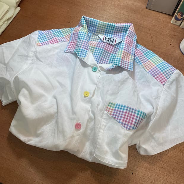 USA 반팔셔츠 체크 볼레로