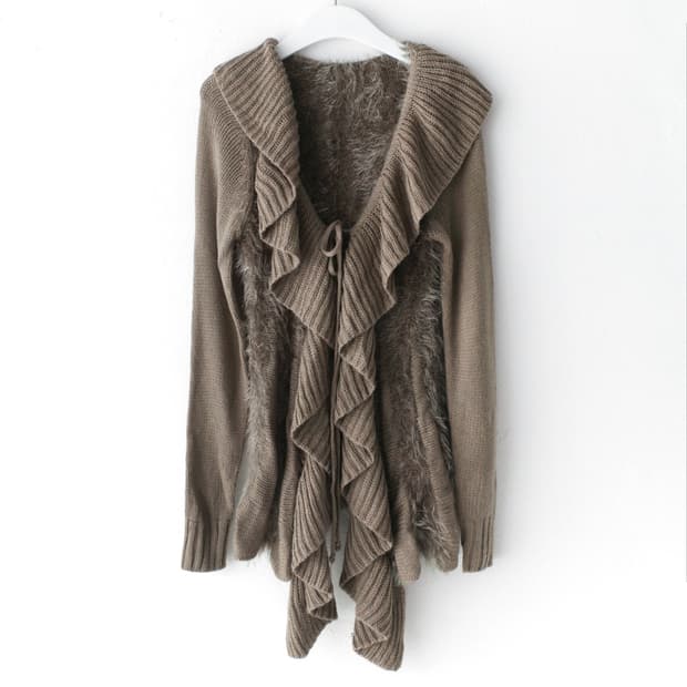 frill fur long cardigun