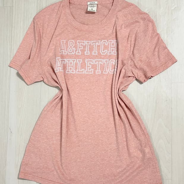 아베크롬비 화이트로고 코랄 연핑크 반팔