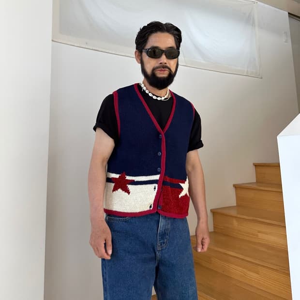 빈티지 90s 성조기 베스트 