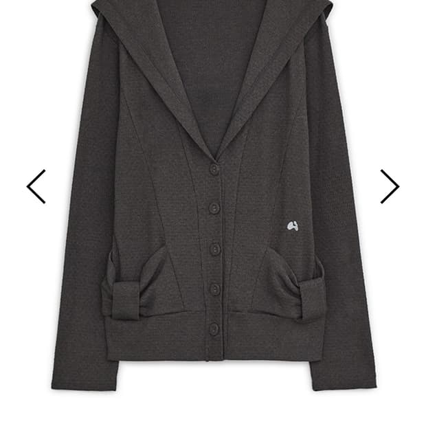 허그유어스킨 리본 후드 가디건 차콜