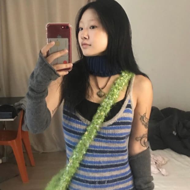 얼스지구 얼쓰지구 earthjigu 웰컴투상아 블루 나시 원피스