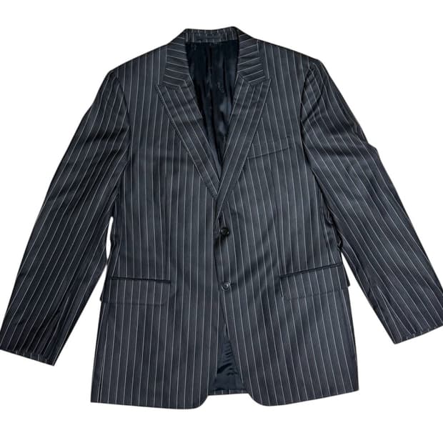 베르사체 컬렉션 핀스트라이프 울/실크 블레이저