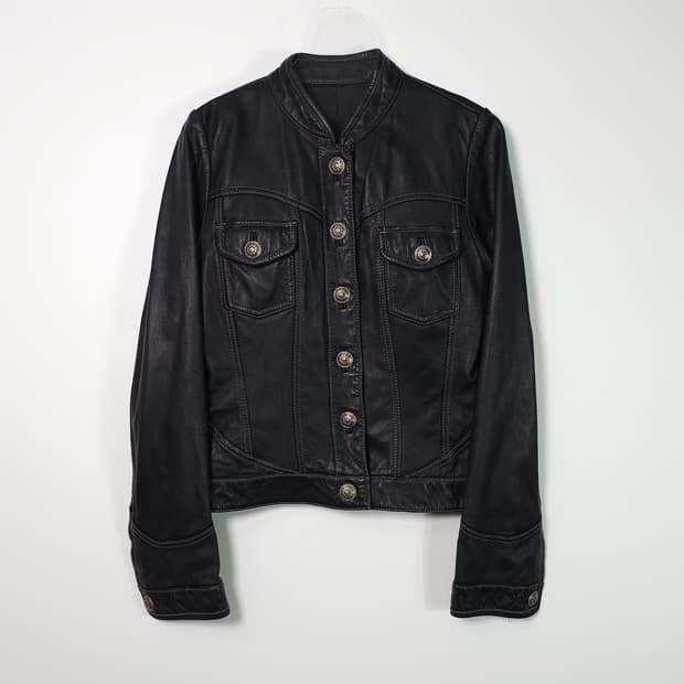 크롭 램스킨 자켓 66