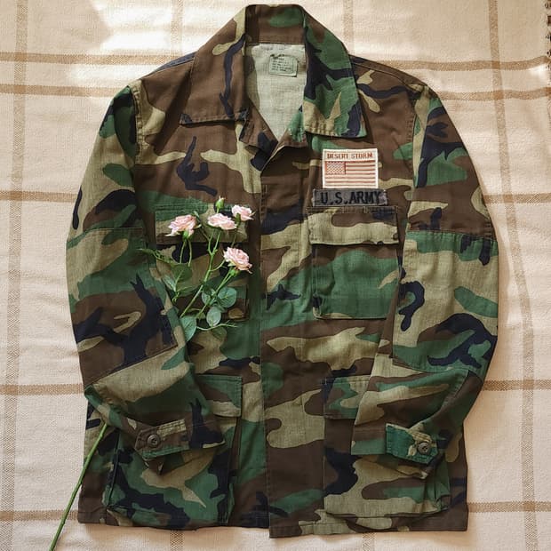 90 년대 미군 오리지널 카모 셔츠자켓 BDU 미디움 레귤러