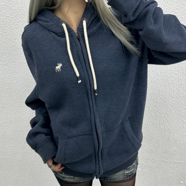 아베크롬비 미니 순록로고 딥블루 후드집업 L