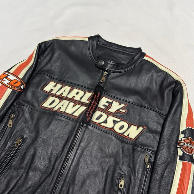 L 할리데이비슨 토크 제뉴원 라이딩 레더 자켓