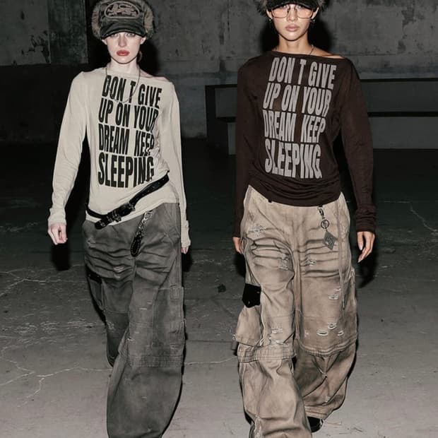 배드블러드 보트넥 루즈핏 롱슬리브 티셔츠 샌드브라운S