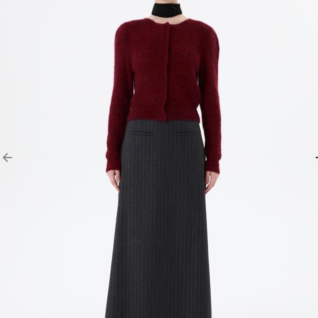 Round Neck Sheer Cardigan, Red