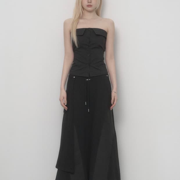 에트오소메 타이셔츠 튜브탑 블랙