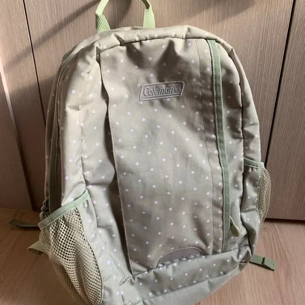 희귀) coleman 도트 물방울 땡땡이 메론색 연카키색 백팩