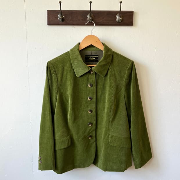 Leilian Ermenegildo Zegna 올리브그린 코듀로이 자켓