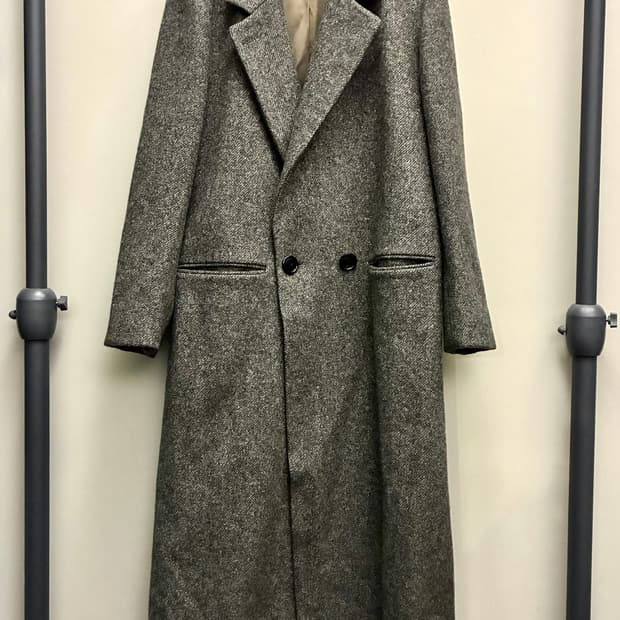 90s USA LARRY LEVINE 울 헤링본 더블 브레스티드 롱코트
