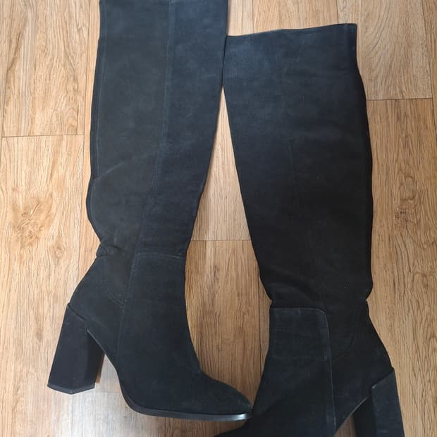 자라 블랙 스웨이드 롱부츠