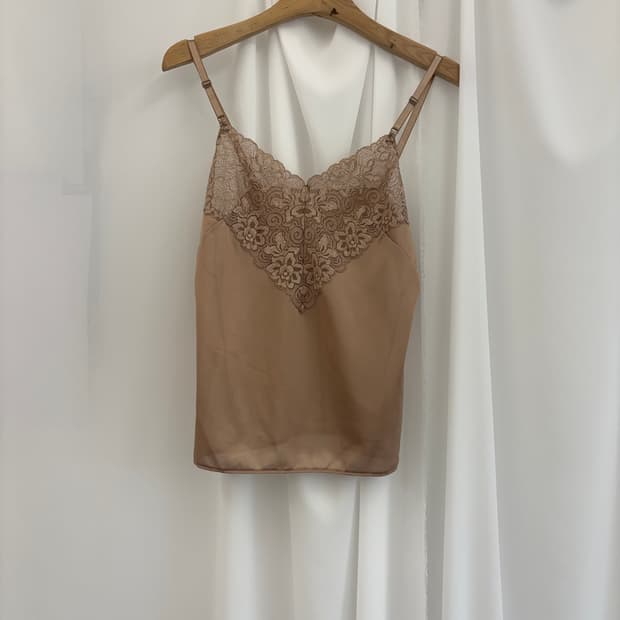 Nude Beige Silky Camisole Top