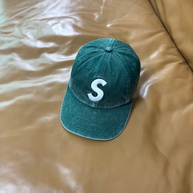 Supreme 슈프림 피그먼트 워시드 다크그린 S로고 6패널 볼캡 모자