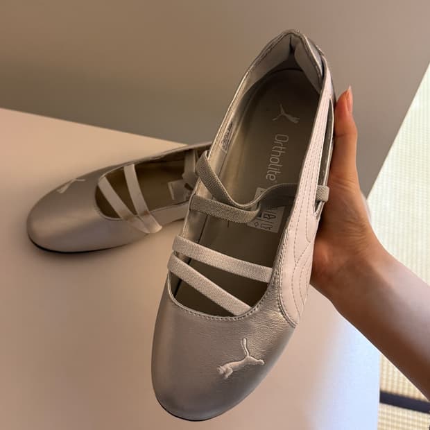 (W) 푸마 스피드캣 발레 메탈릭 푸마 실버 푸마 화이트