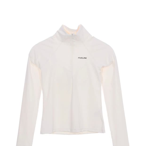파이브라인 화이트 하프넥 긴팔 티셔츠