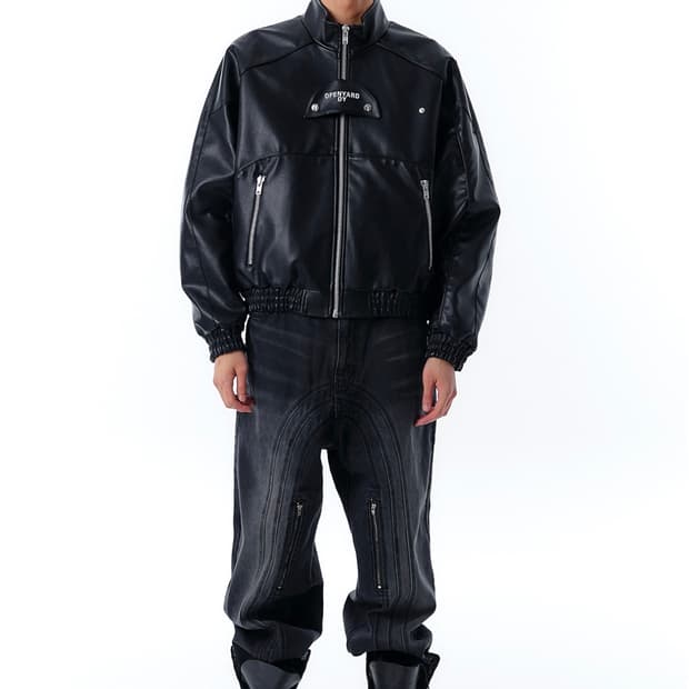 VEGAN LEATHER BUTTERFLY BIKER JACKET-BLA