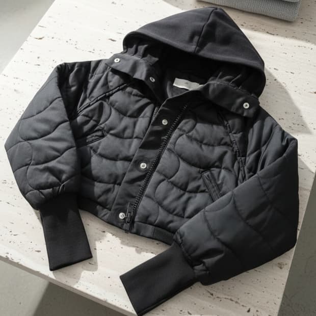 아디다스 바이 스텔라 맥카트니 퀼팅 후드 크롭 패딩