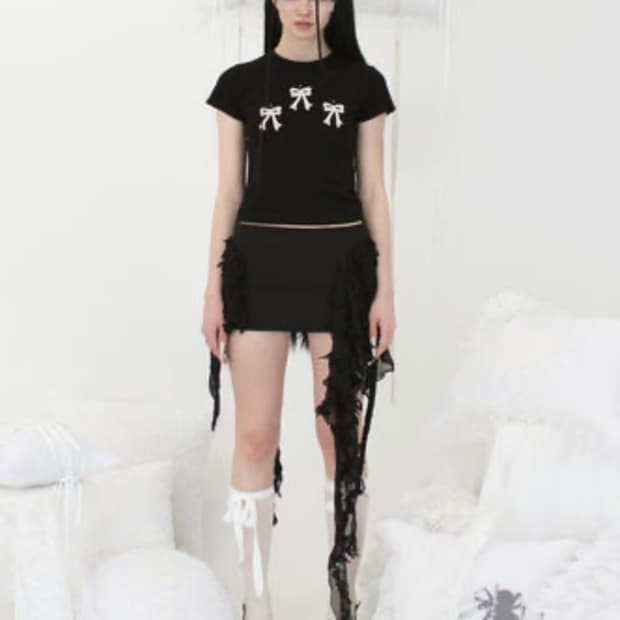 본네 Bonnae 리본 니틀 워크 탑