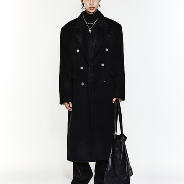 알렌느 더블 브레스티드 알파카 코트 블랙 2사이즈