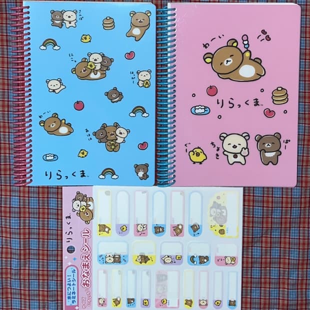 산엑스 리락쿠마 코리락쿠마 이모지 링노트 & 네임스티커 일괄