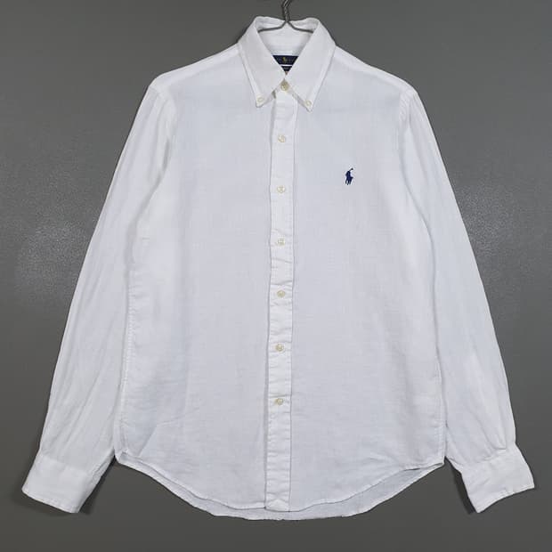 실측 S) 폴로 랄프로렌 신형 21ss 큐알 클래식핏 린넨 셔츠 화이트