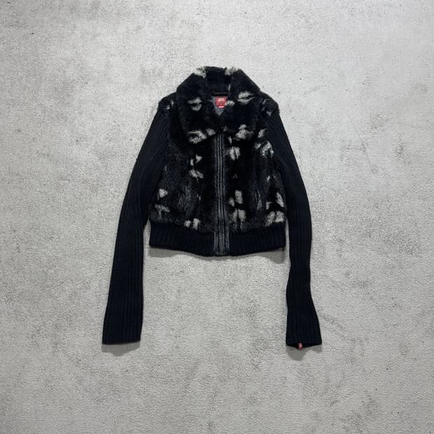 MISS SIXTY 니트 퍼 크롭 무스탕 M