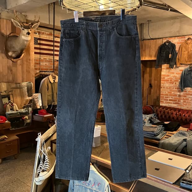 90s USA 빈티지 리바이스 501 블랙 데님 팬츠