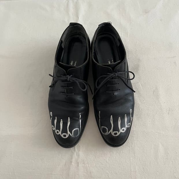 toe printing derby shoes