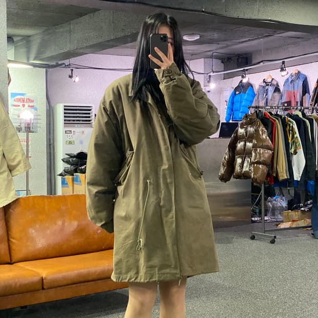 라퍼지스토어 카키 피쉬테일 누빔 야상 자켓 B4112