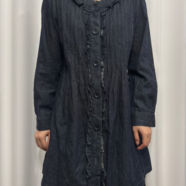 frill pintuck denim jacket