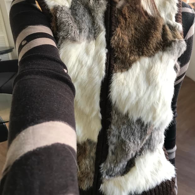 vintage fur zip up vest