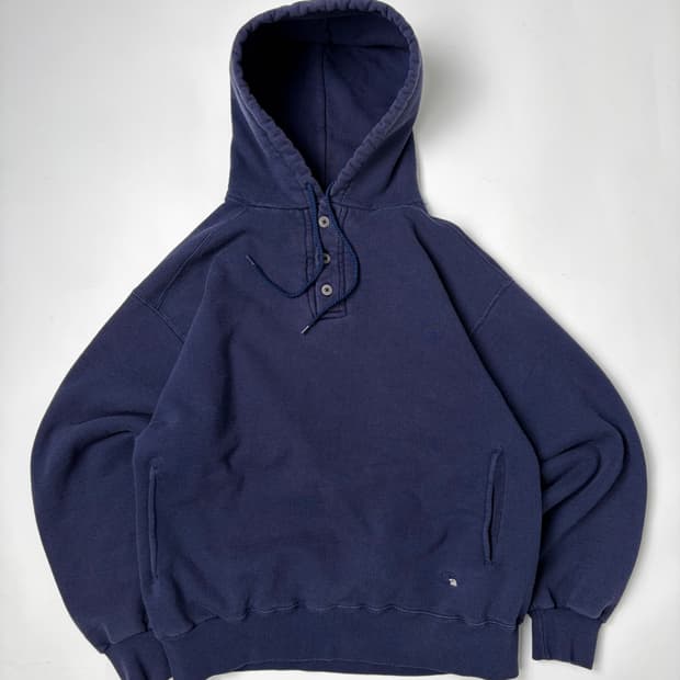 90s Russell Button Hoodie (navy)