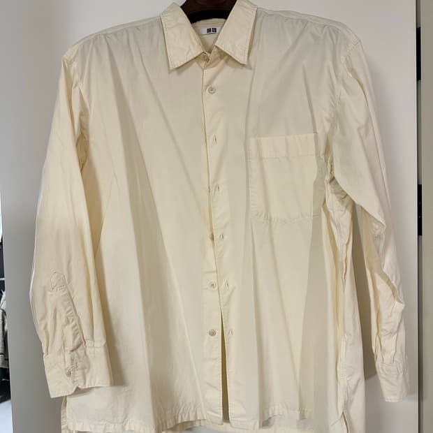 유니클로 브로드 오버사이즈 셔츠 네추럴 2XL