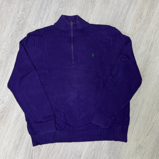 폴로 랄프로렌 퍼플 하프집업 코튼니트 XL