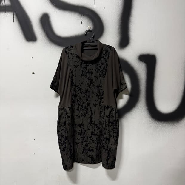 VTG 빈티지 카키 그런지 벌룬핏 포켓 레이어드 반팔 원피스