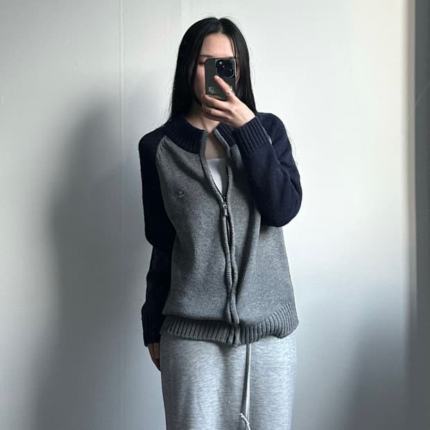 라코스테 나그랑 배색 니트집업 가디건