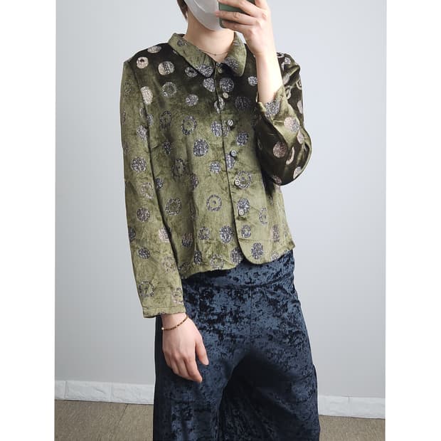 벨벳 도트 블라우스