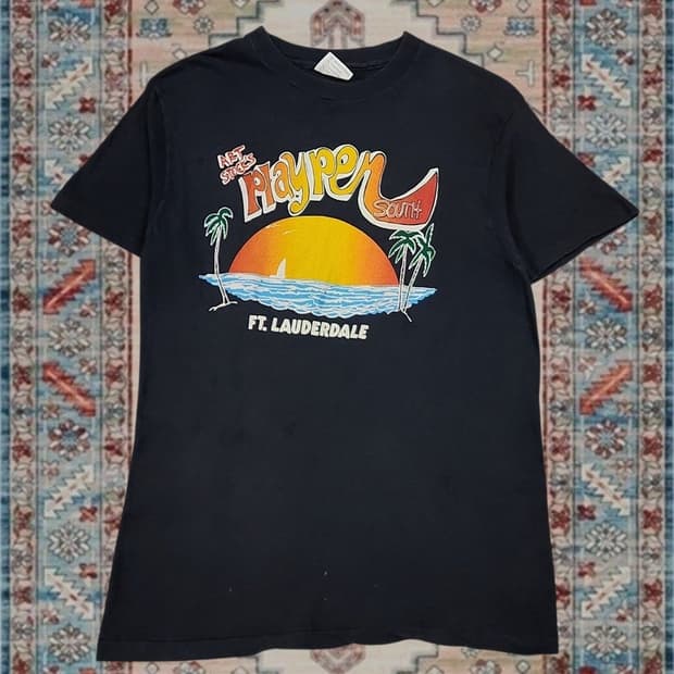 80s Made in USA 폴로리다 선셋 빈티지 그래픽 티셔츠 M