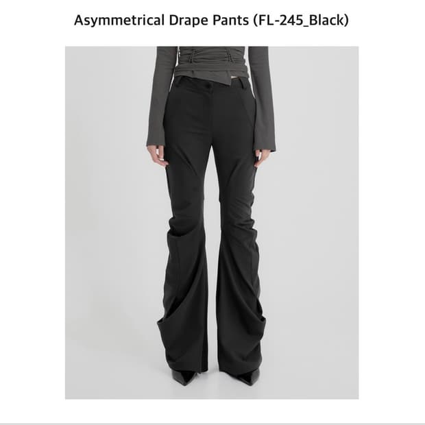 플레어업 Asymmetrical Drape Pants 팬츠 블랙