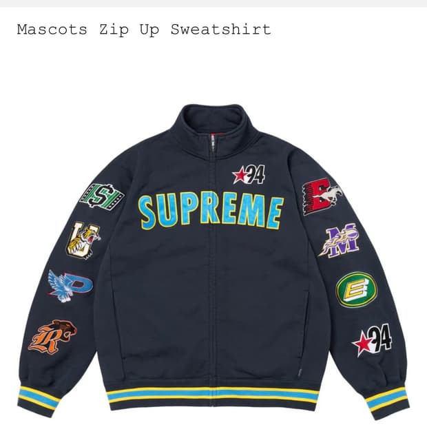 새상품) 슈프림 마스코트 집업 스웨트셔츠 네이비