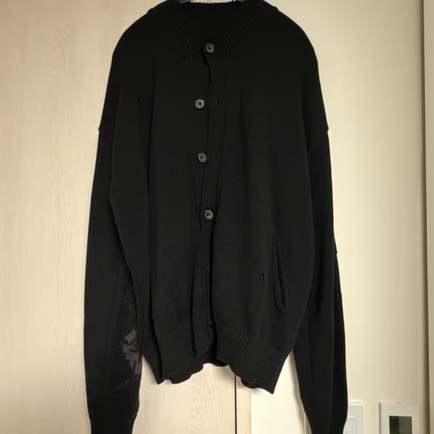 3) 폴리테루 버튼 업 가디건 에스닉 슬리브 블랙