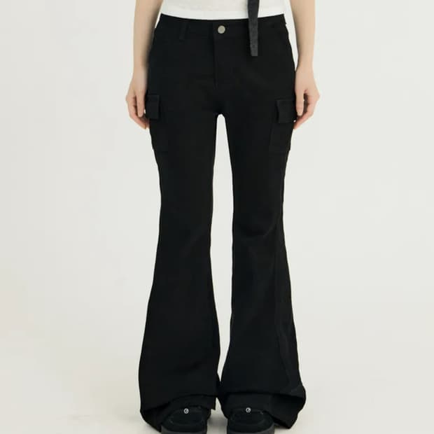 미레코 button low boots-cut pt black