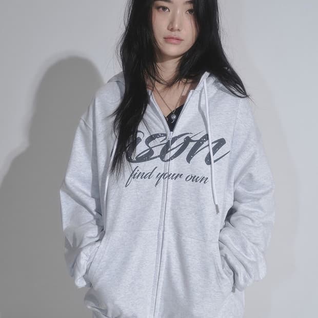 애즈온 루즈 트레이닝 후드집업 화이트 멜란지